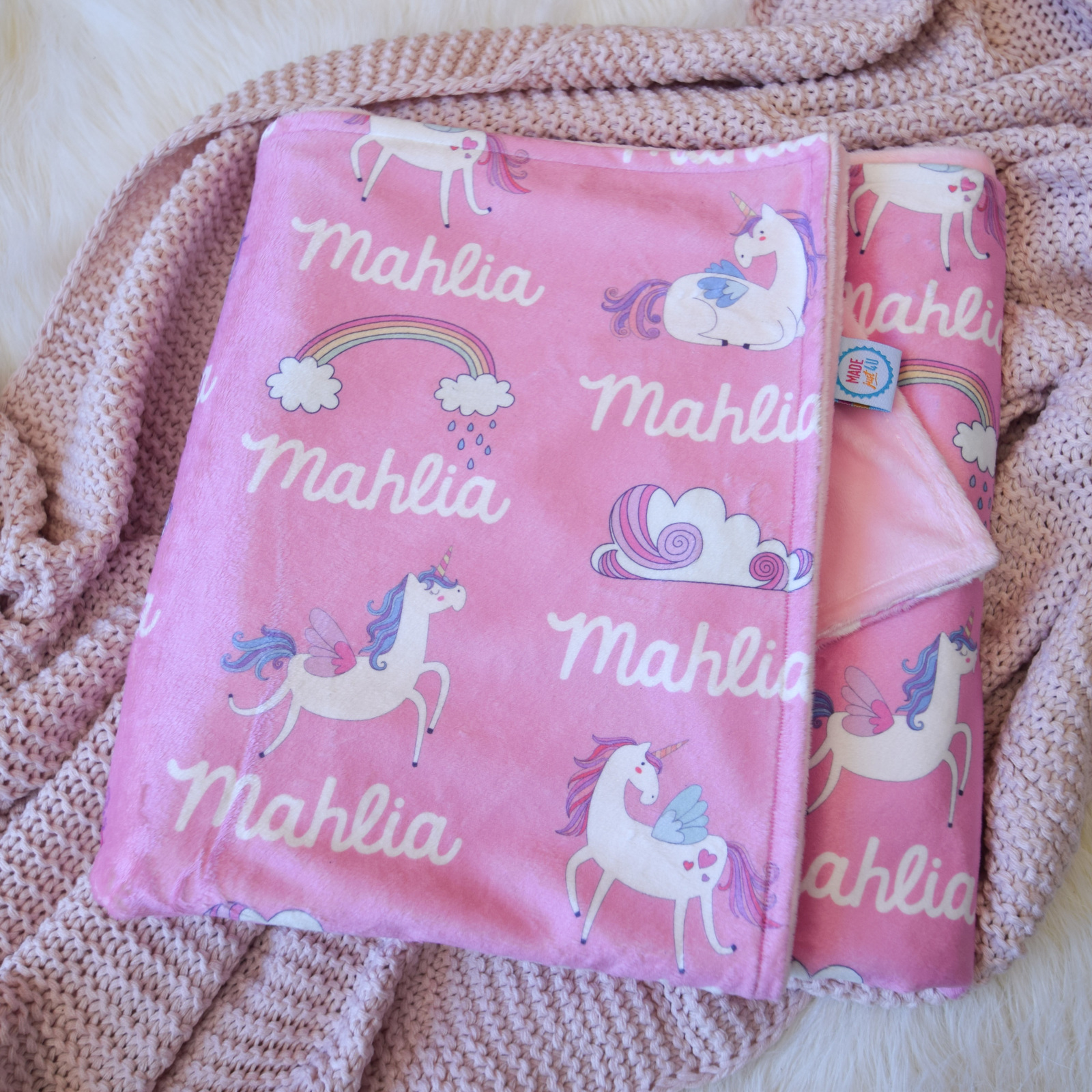 Unicorn Magic Personalised Blanket - Girls Pink Purple Fairy Custom ...