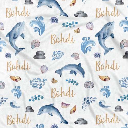 Blue Dolphin Minky Blanket (Pram 70x100cm)